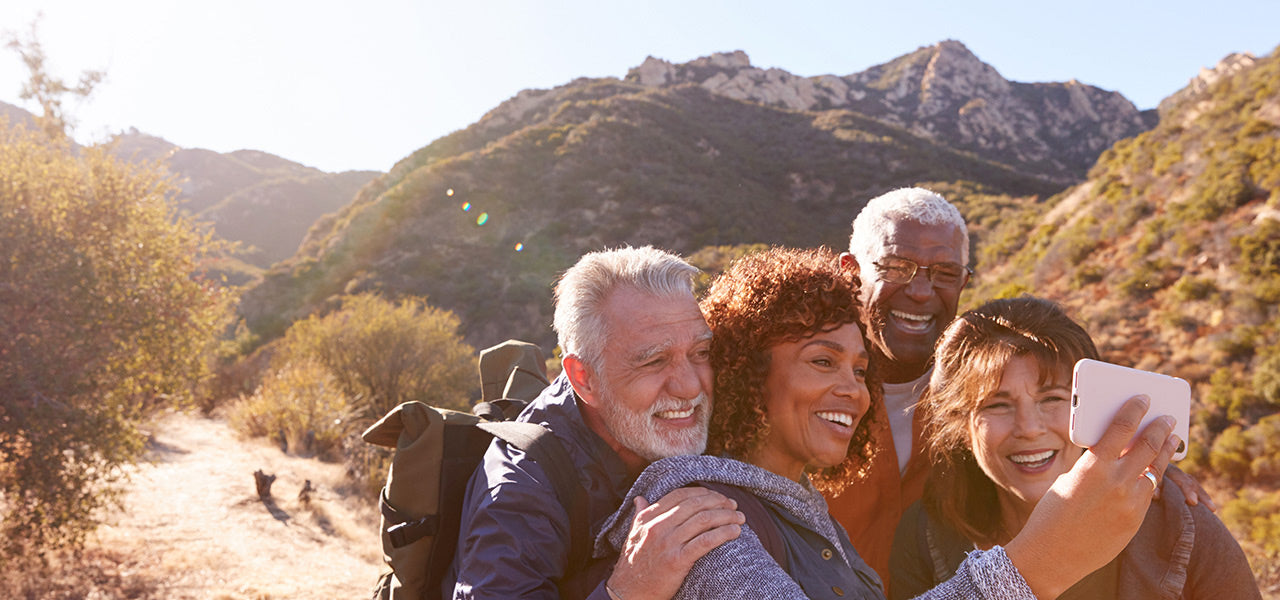 free shipping active seniors on a hike