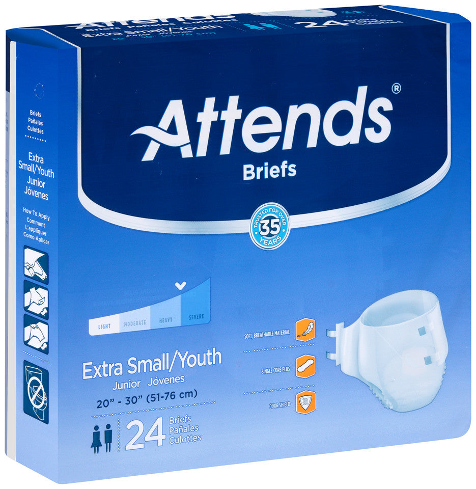 Attends® Breathable Briefs Extra Absorbency size small/youth