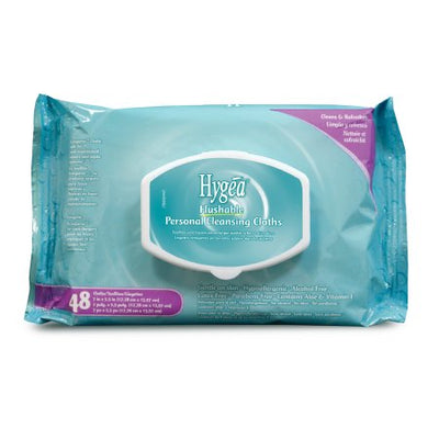 Flushable Personal Wipe Hygea® Soft Pack Aloe / Vitamin E Scented 48 Count